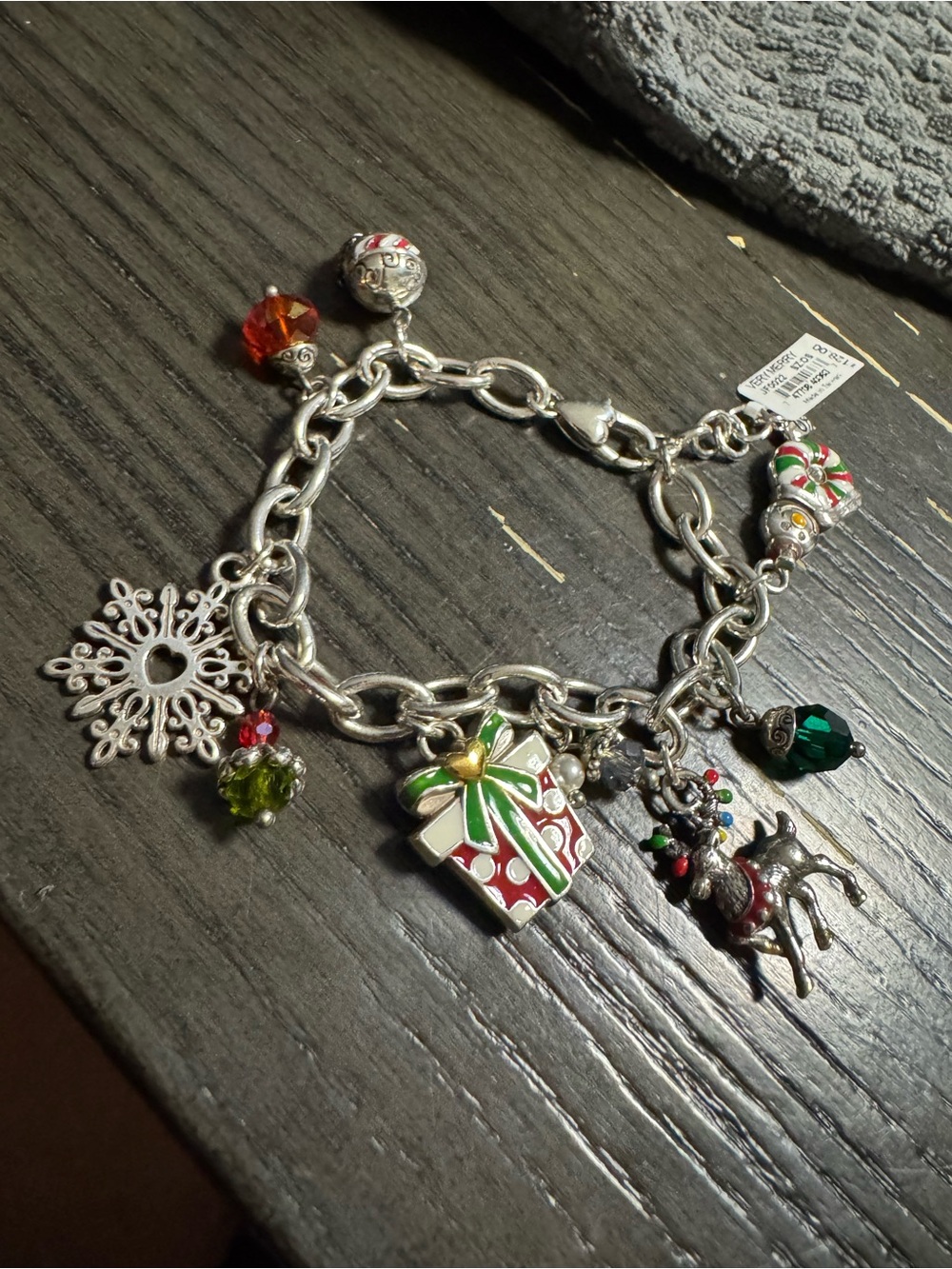 Brighton Festive Holiday Charm Bracelet with Red, Green & Silver Charms